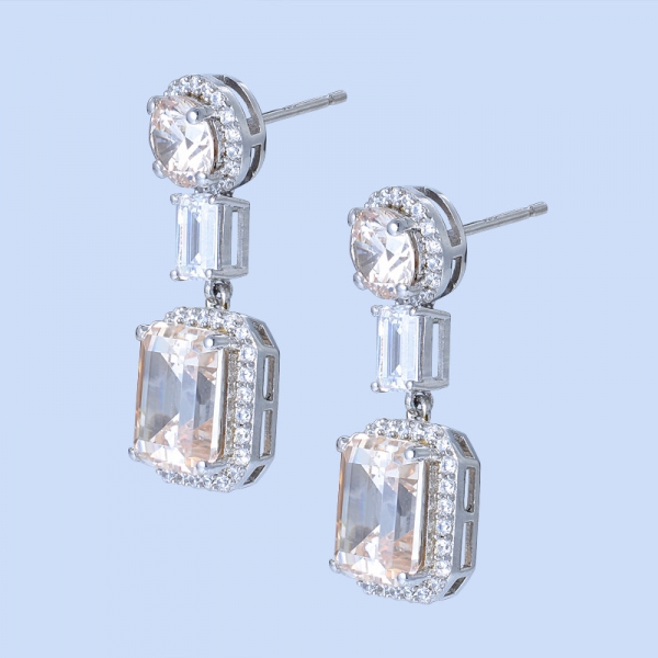 Ohrringe aus 925er Sterlingsilber mit drei Steinen für Damen 