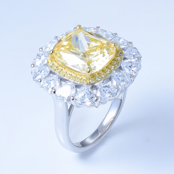 Sonnenblumen-Schmuckring aus 925er Sterlingsilber mit Diamant gelb cz 