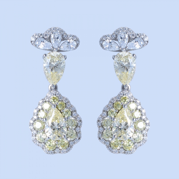 Ohrringe aus 925er Sterlingsilber-Fancy-Birnenform mit Diamant gelb cz 