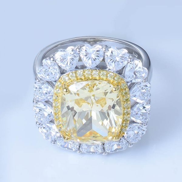 Sonnenblumen-Schmuckring aus 925er Sterlingsilber mit Diamant gelb cz 