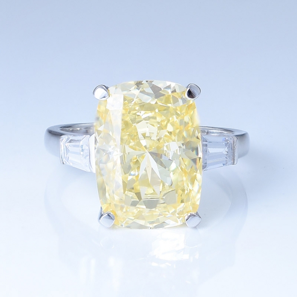 Diamantring aus 925er Sterlingsilber mit großem gelbem Schmuck für Frauen 