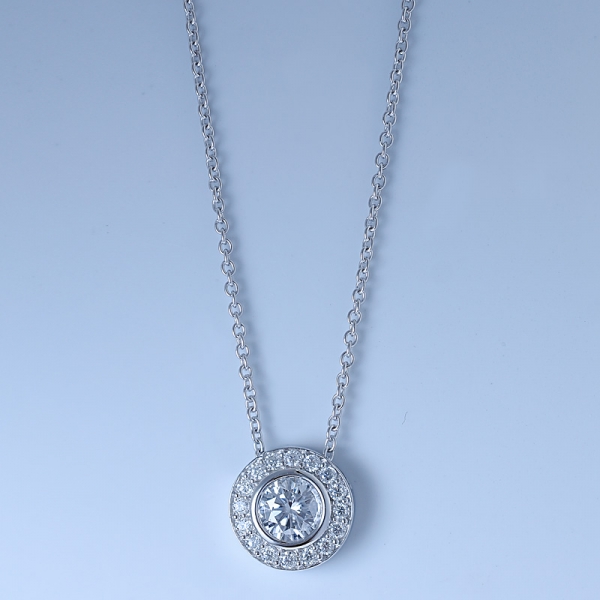 925 Sterling Silber Halo Brautschmuck Halskette 