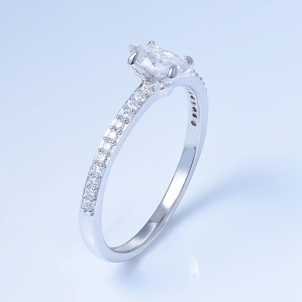 925er Sterlingsilber-Pavé-Ring mit Marquiseform weiß 