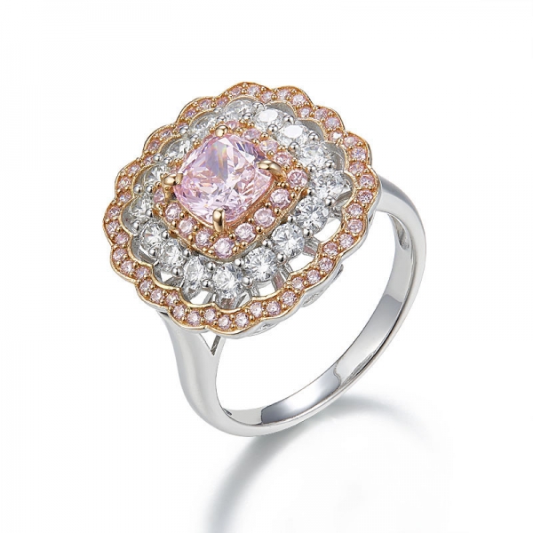 925 Sterling Silber Diamant rosa cz Spitze Blume Ring 