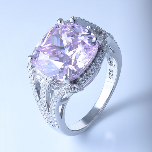 Modischer Ring aus 925er Sterlingsilber in Diamantfarbe Pink 