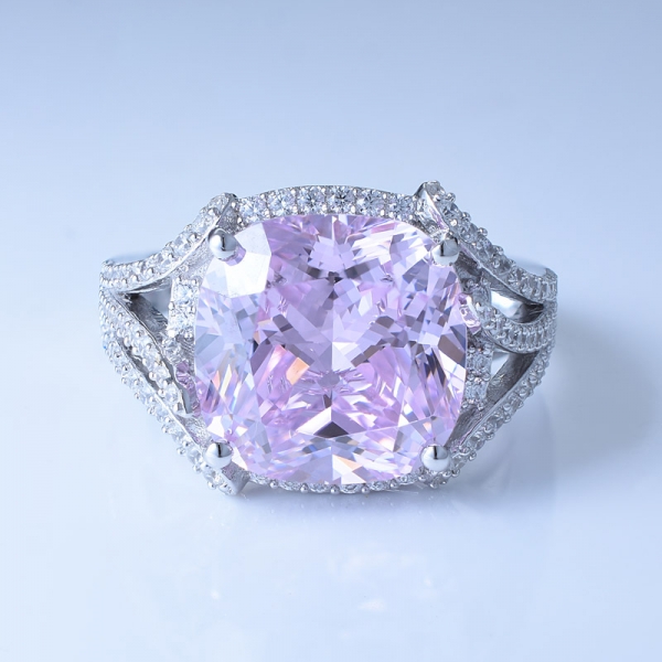 Modischer Ring aus 925er Sterlingsilber in Diamantfarbe Pink 