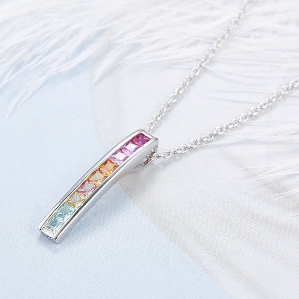 Großhandel 925 Sterling Silber quadratische Form Regenbogen Farbe Anhänger Einstellungen für Frauen 