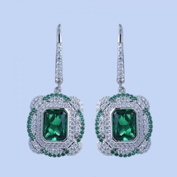 Klassische Ohrringe aus 925er Sterlingsilber mit klarem grünem Nano- / Diamantrosa cz 