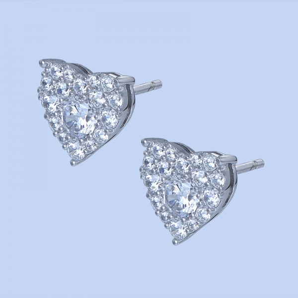 925 Sterling Silber herzförmige Ohrringe mit weißen cz 