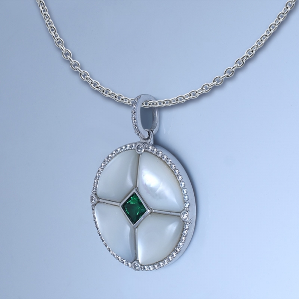 Caladium Green Smaragd Rhodium über Silber Perlen Anhänger 