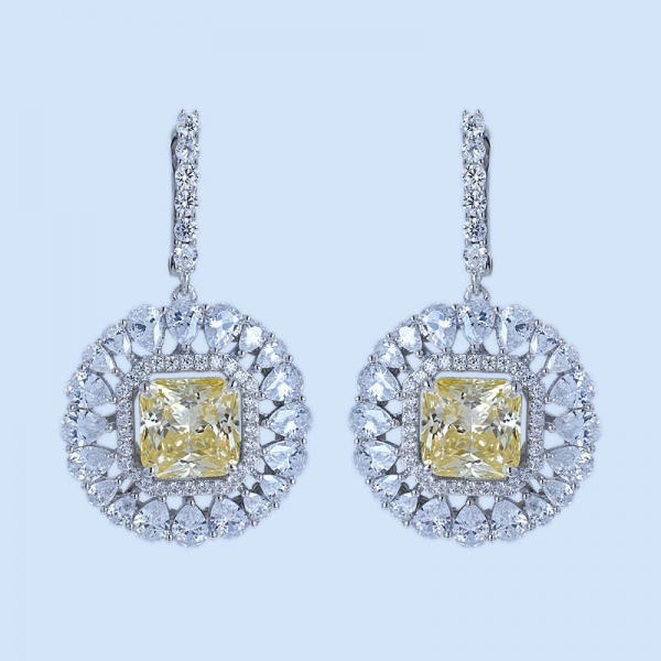 Großhandel Prinzessin simulieren gelben Diamanten Rhodium über Sterling Silber Designer Ohrringe 