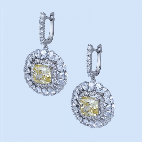 Großhandel Prinzessin simulieren gelben Diamanten Rhodium über Sterling Silber Designer Ohrringe 