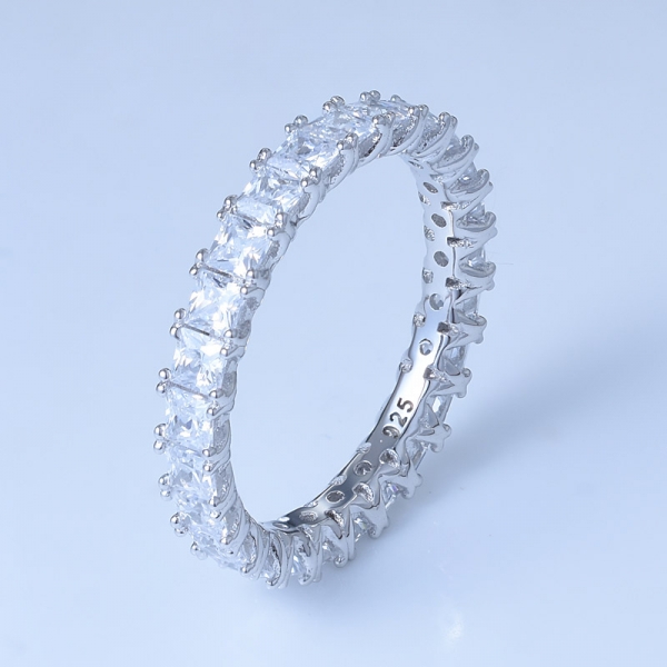 weißer Zirkonia Rhodium über 925 Sterling Silber Princess Cut Infinity Ring 