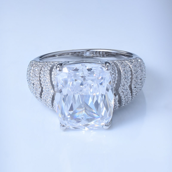 Prinzessin weißen Zirkonia Center Rhodium über 925 Sterling Silber Diamant Eheringe 