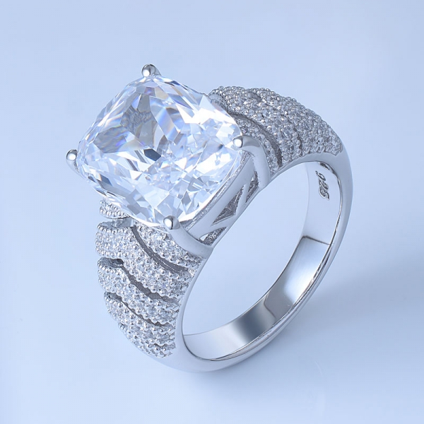 Prinzessin weißen Zirkonia Center Rhodium über 925 Sterling Silber Diamant Eheringe 