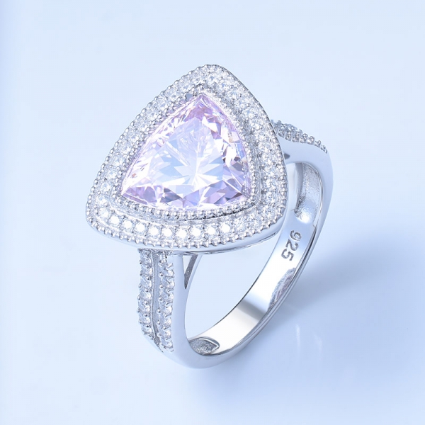 4,0 Karat Dreieck Pink Diamond Rhodium über Sterling Silber Center Design Ringe 
