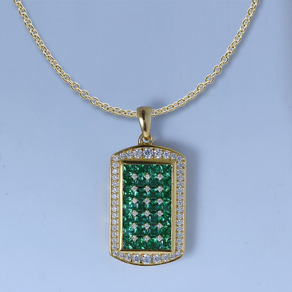 Zirkonia und simulierte Smaragd 18 Karat Gold über Sterling Silber Smaragd Halskette 