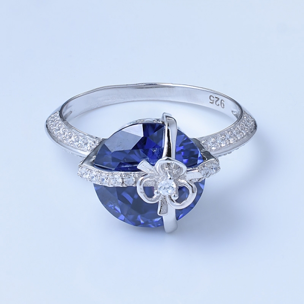 4 Karat blau Tansanit Rhodium über Sterling Silber Schmuck Ring 