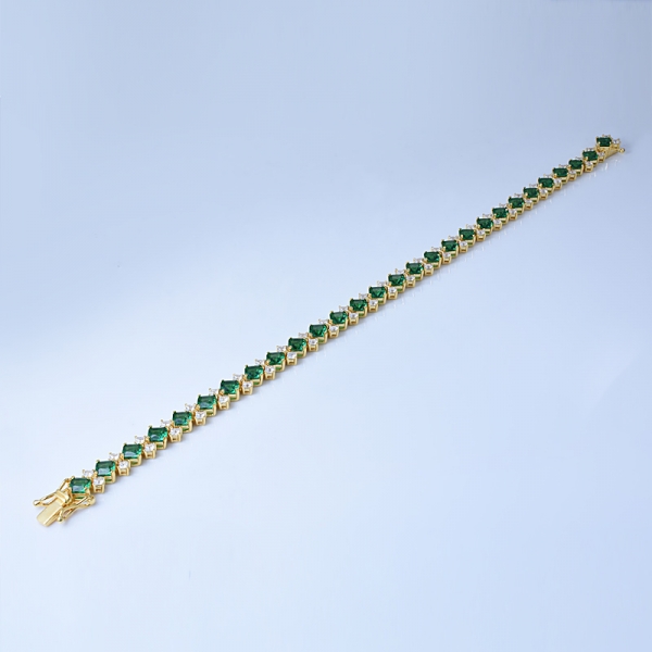 925 Sterling Silber in 18 Karat Vergoldung Prinzessin Creat Green Smaragd Großhandel Armbänder 