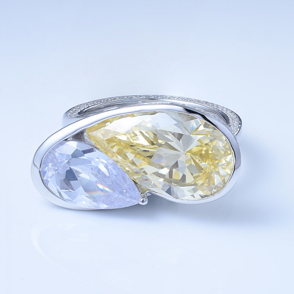 Großverkauf simulieren hellgelbes Diamantrhodium über Truthahnart-Silberring 