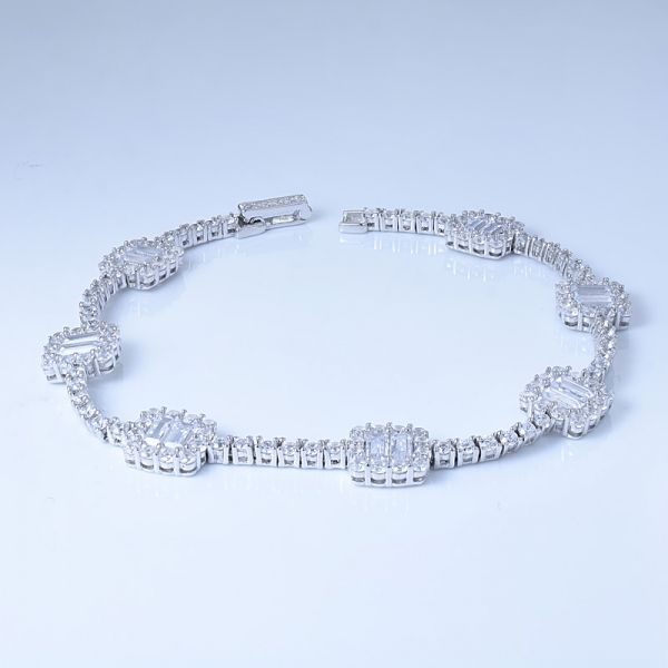 Sterling Silber Ton Kristall lange Kette Armband stilvolle Schmetterling Diamant Zirkonia Armband 