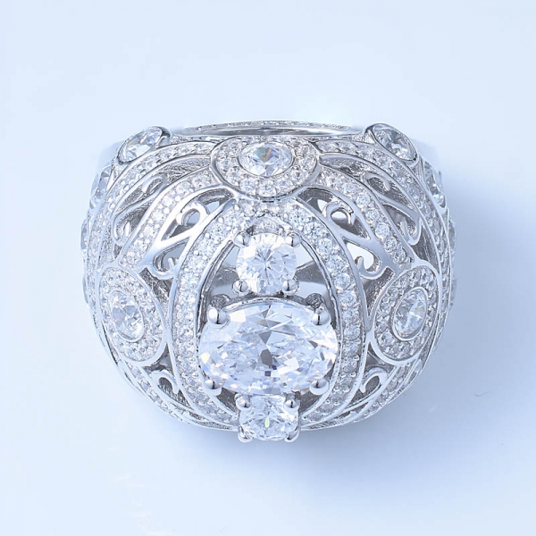 1 Karat oval weiß cz Rhodium über 925 Sterling Silber Schmuck Diamantringe 