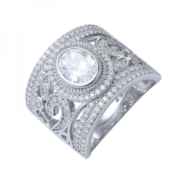 Halo oval weißen Zirkonia 925 Sterling Silber Trio klassische Verlobung Ehering Ring 