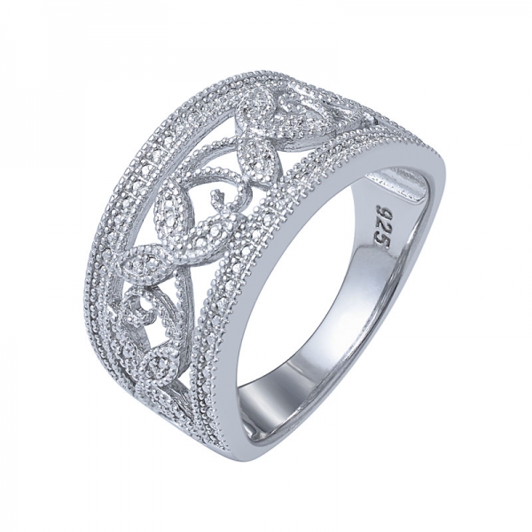 weißer Diamant Rhodium über Sterling Silber Ring 