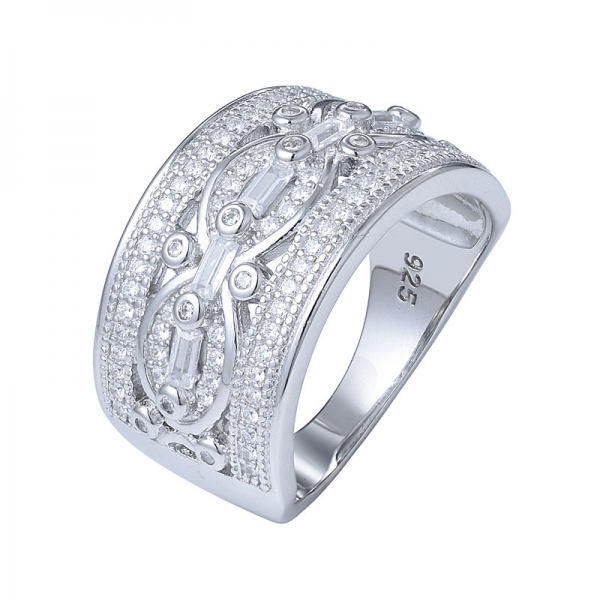Sterling Silber Rechteck schneiden Zirkonia Art-Deco-Ring Baguette CZ-Ring 