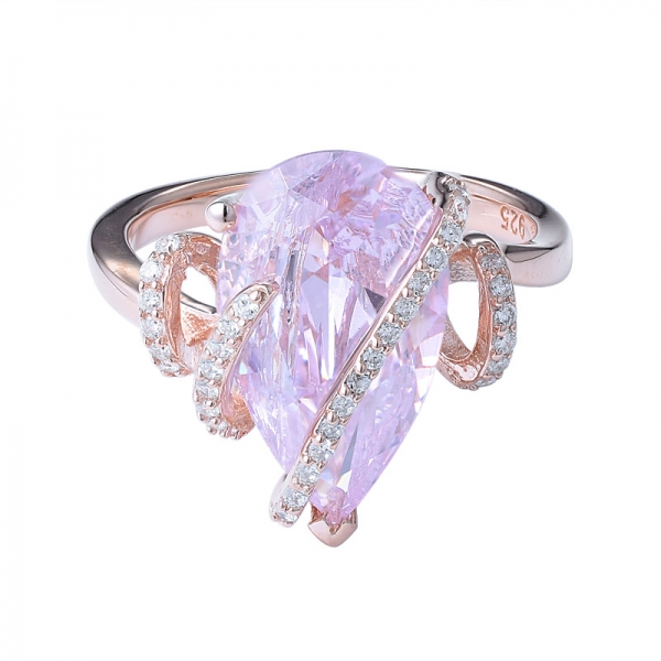 Frauen Brauch Schmuck 5 Karat rosa Simulation Diamant eingelegten Tropfenform Ehering Frauen 