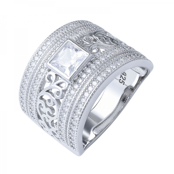 Vintage filigraner Diamant-Verlobungsschmuckring aus antikem Look aus reinem Silber 