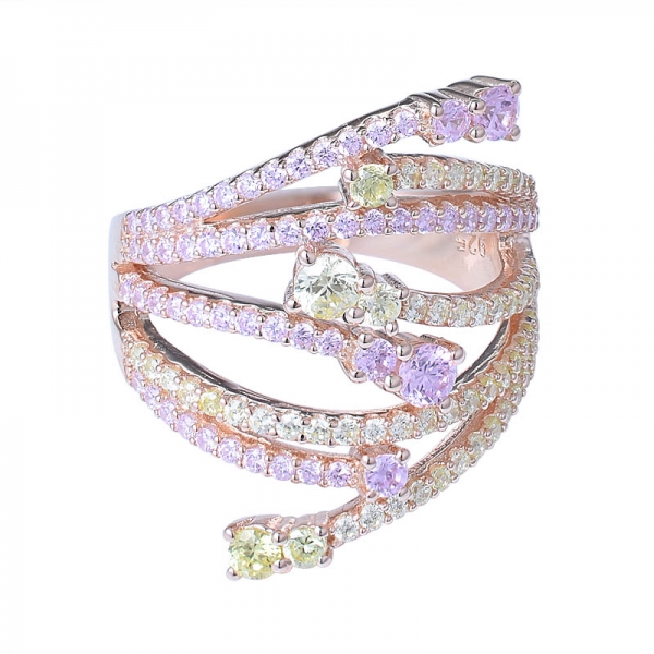 Silber Verlobung rosa Farbe Ringe einzigartigen Zirkonia Ring 