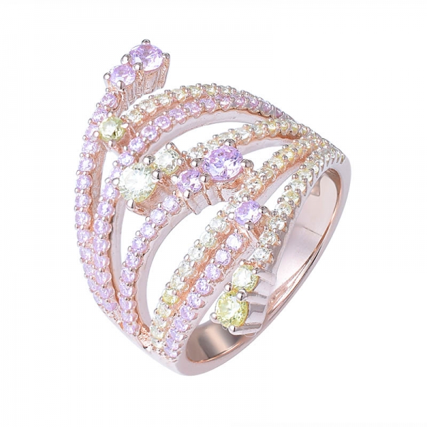 Silber Verlobung rosa Farbe Ringe einzigartigen Zirkonia Ring 