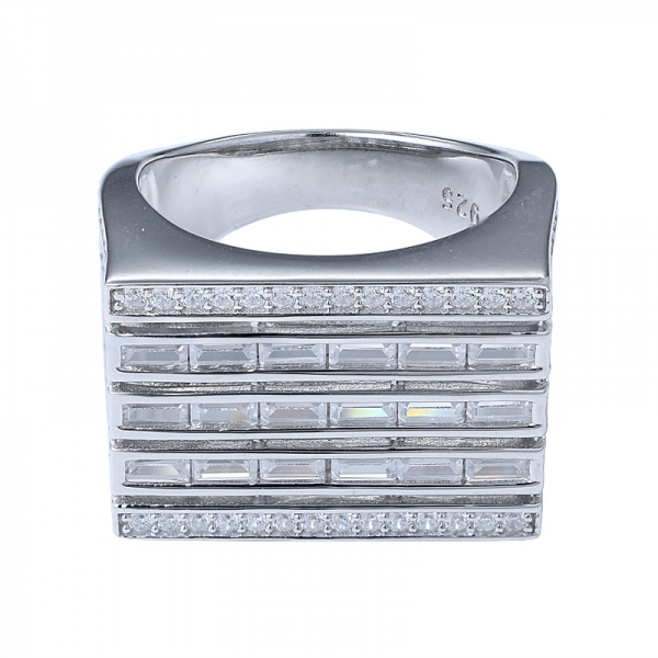 hiphop 5 line-Quadrat-Form-CZ Mikro gepflastert Kupfer-ring square bling bling ring 