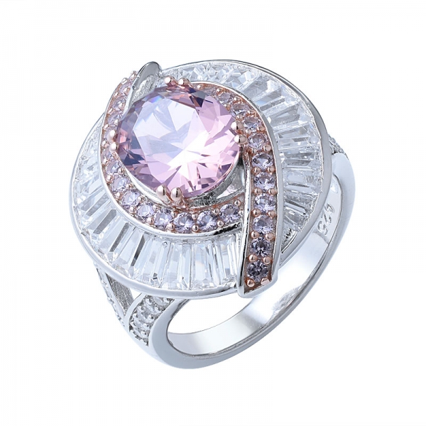 Schmuck weiß cz 3,0 ct rosa Morganit 2-Tone plating Frau Silber ring 925 Silber ring 