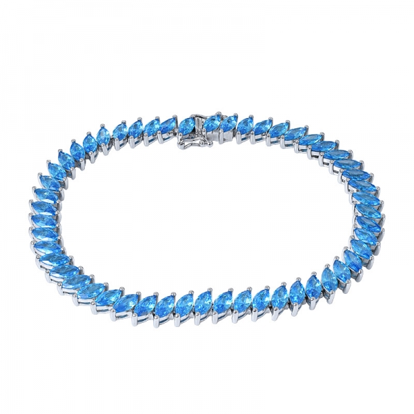 Neon Blauer Apatit Marquise cut Sterling Silber Armband 
