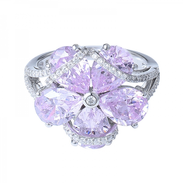 Modische Blumen Rosa Zircon-Diamant-Ringe Für Frauen Schmuck 