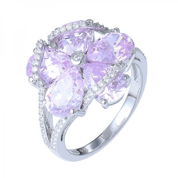 Modische Blumen Rosa Zircon-Diamant-Ringe Für Frauen Schmuck 