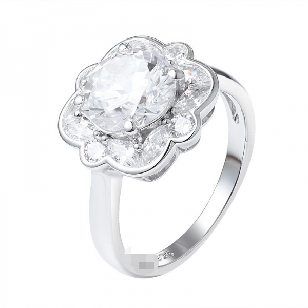 925 Sterling Silber-2.5 ct Weiße, Runde Moissanite Trauringe Blume ring 