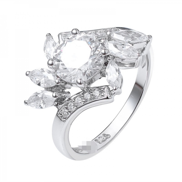 Platin beschichtet 925 Sterling Silber Ring-1.2 Karat Runde moissanite Diamant-Stone Cocktail Ring 
