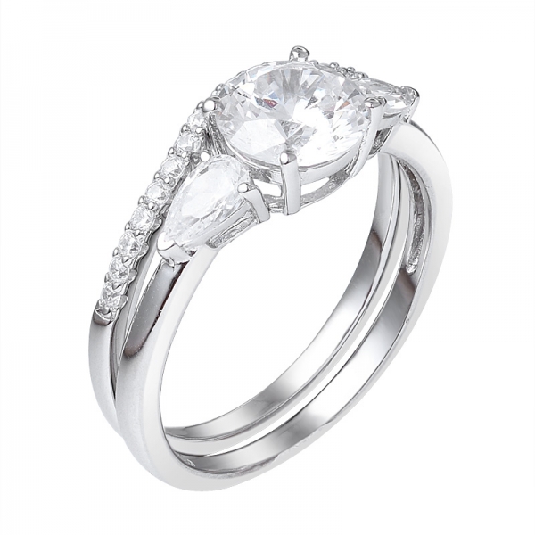 Rund 1,2 ct moissanite Diamant-Hochzeit-Band-Braut-Zwei-Ring-Set 