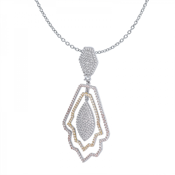 Halskette für Frauen 2-Ton-vergoldet funkelnde hexagon Diamant-Halskette 