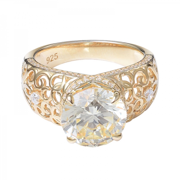 Großhandel 3.5 ct-Gelbe Diamant-Ring Frauen Hochzeit Schmuck 925 Silber 