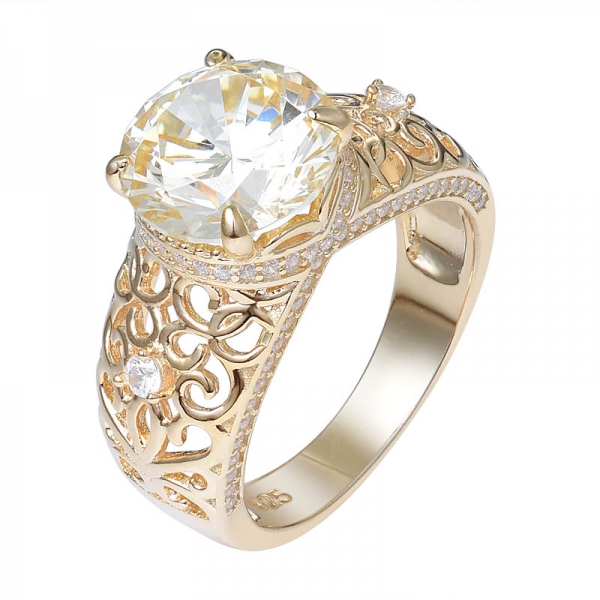 Großhandel 3.5 ct-Gelbe Diamant-Ring Frauen Hochzeit Schmuck 925 Silber 