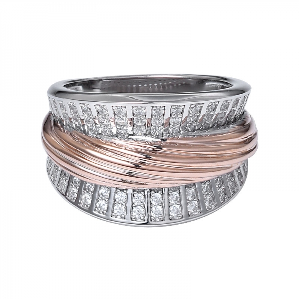 2-Ton Verflochten Crossover-Anweisung-Ring Mode-Klobige Band-Ringe für Frauen 