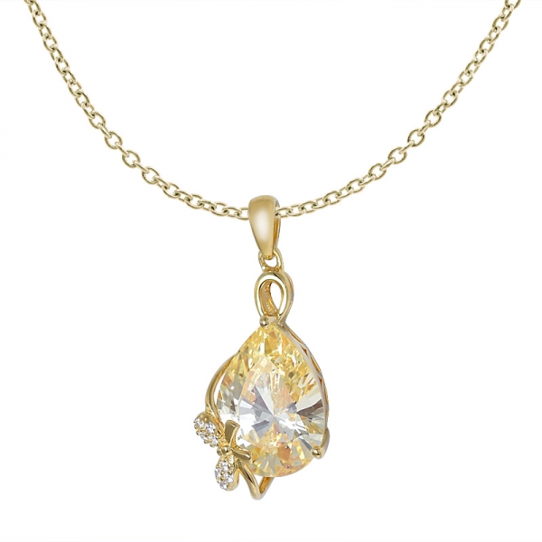 Luxus Frauen 925 Silber 5Ct Pear Cut gelbe Diamant-Anhänger Hochzeit Schmuck-Geschenk 