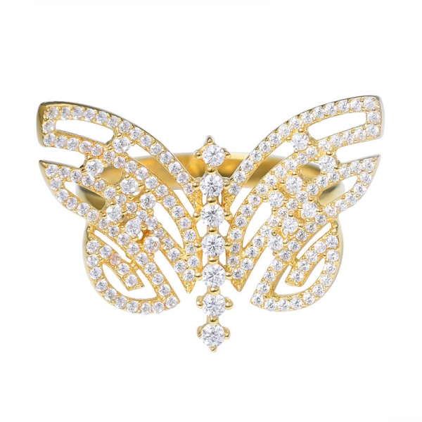 18K Gold Plated AAA Zirkonia Schmetterling Ringe Perfekt für Partei-Geschenk für Frauen 