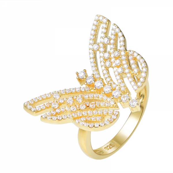 18K Gold Plated AAA Zirkonia Schmetterling Ringe Perfekt für Partei-Geschenk für Frauen 