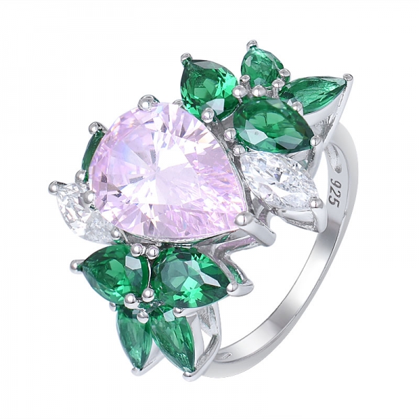 Sparky Pear Cut 4 Karat simulieren light pink diamnd Stein Solitaire Wedding Ring 