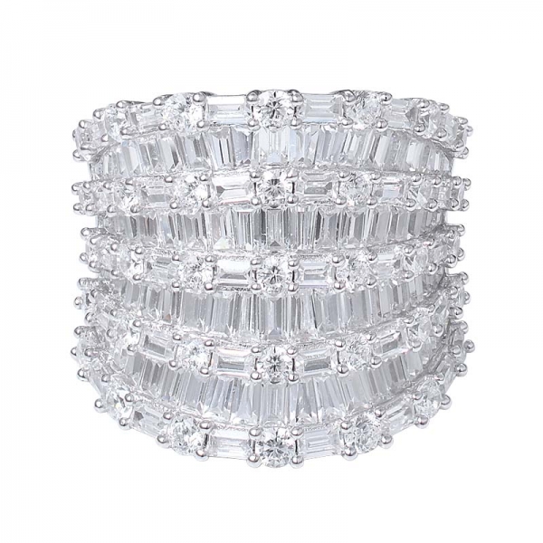 Große Cluster, Runde Cut & Baguette Diamond Engagement Ring 